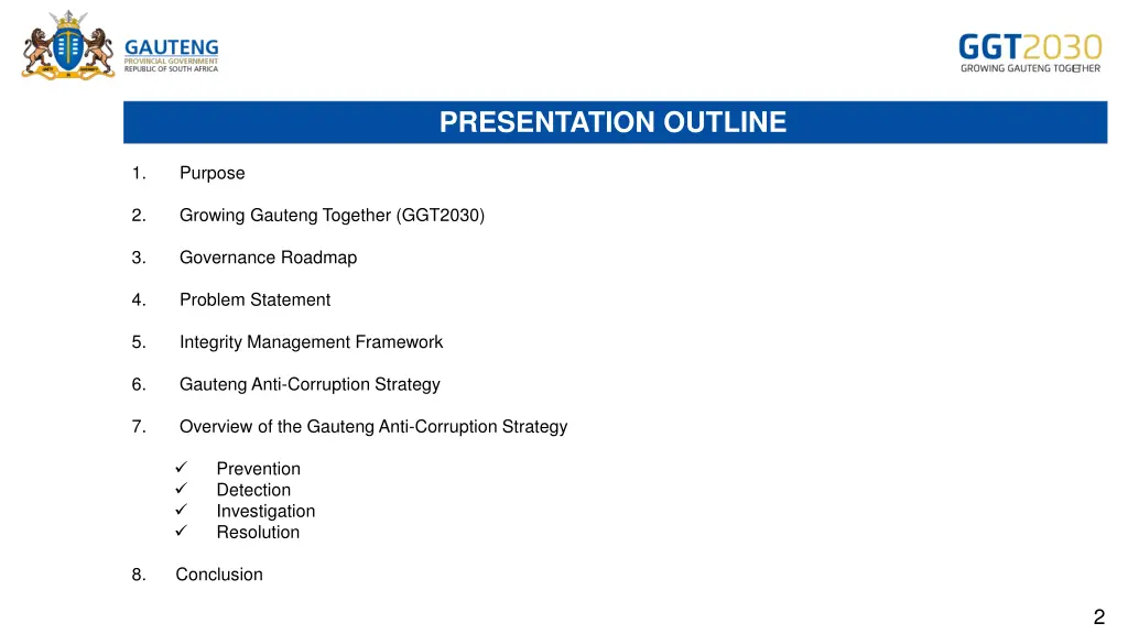 presentation outline