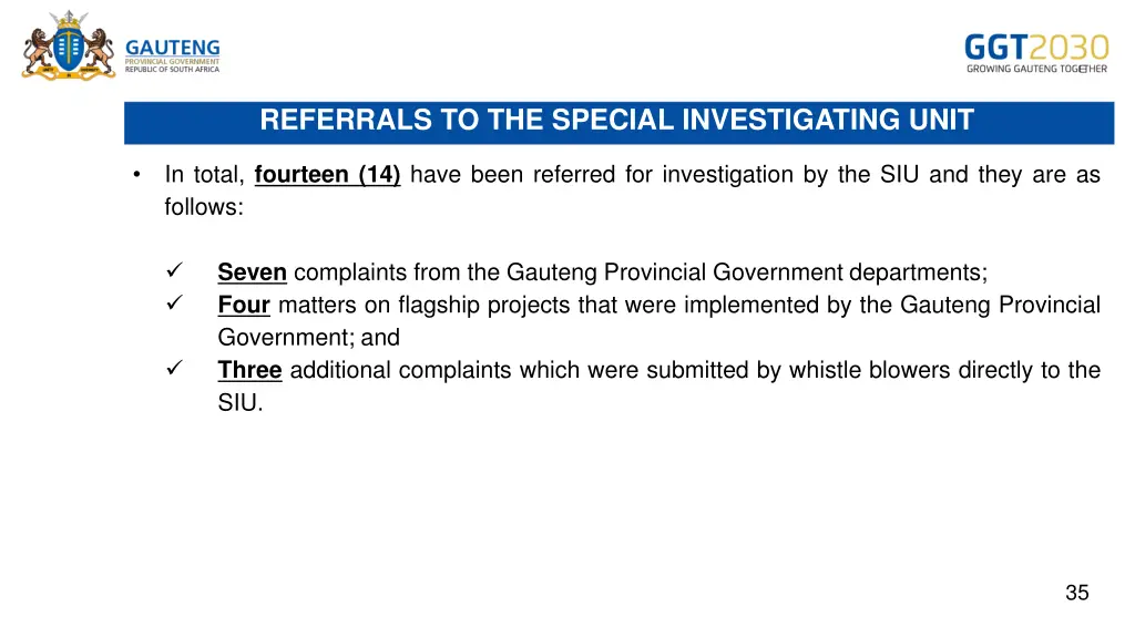 referrals to the special investigating unit