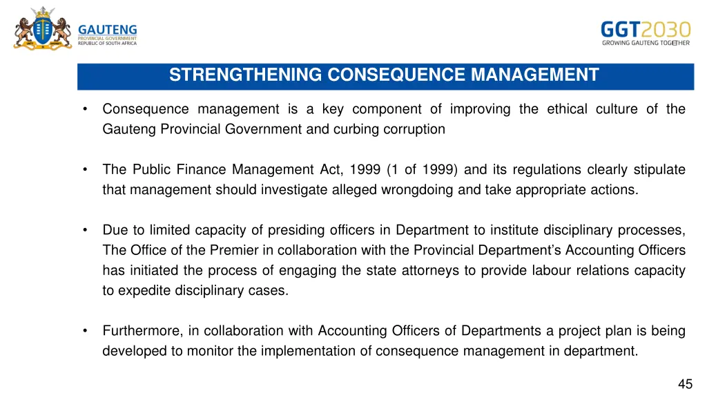 strengthening consequence management