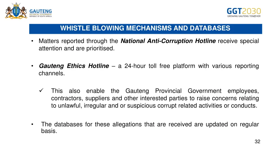 whistle blowing mechanisms and databases
