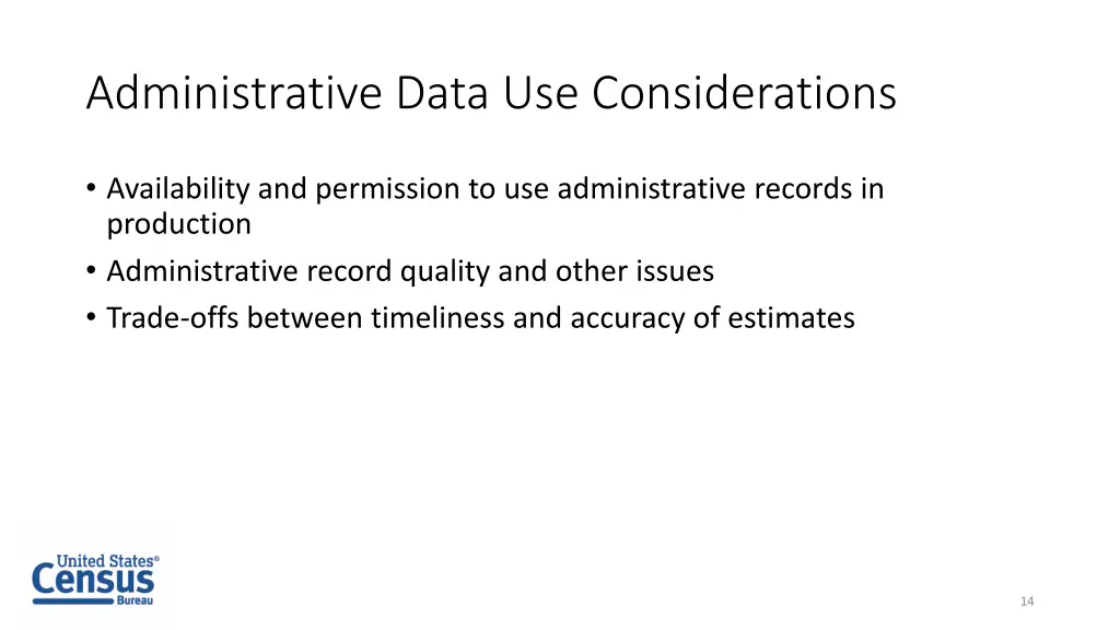 administrative data use considerations