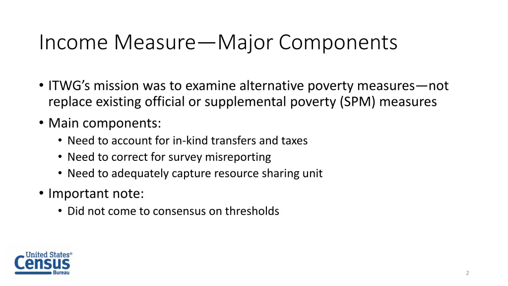 income measure major components