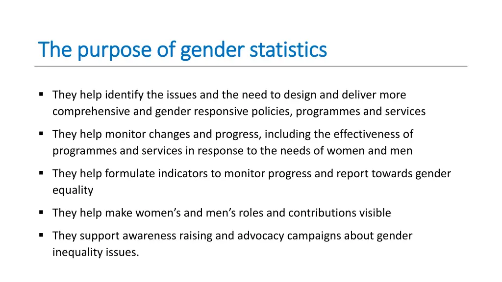 the purpose of gender statistics the purpose