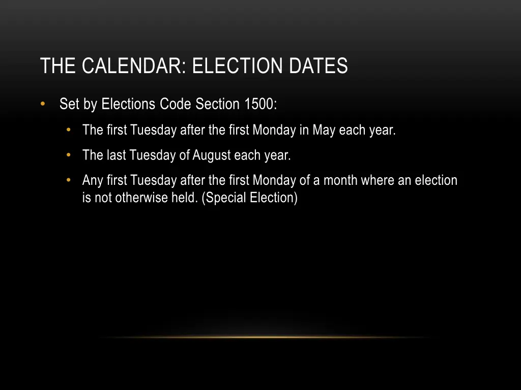 the calendar election dates