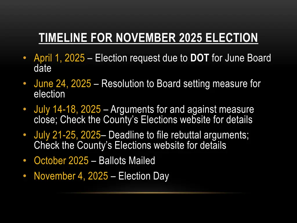 timeline for november 2025 election
