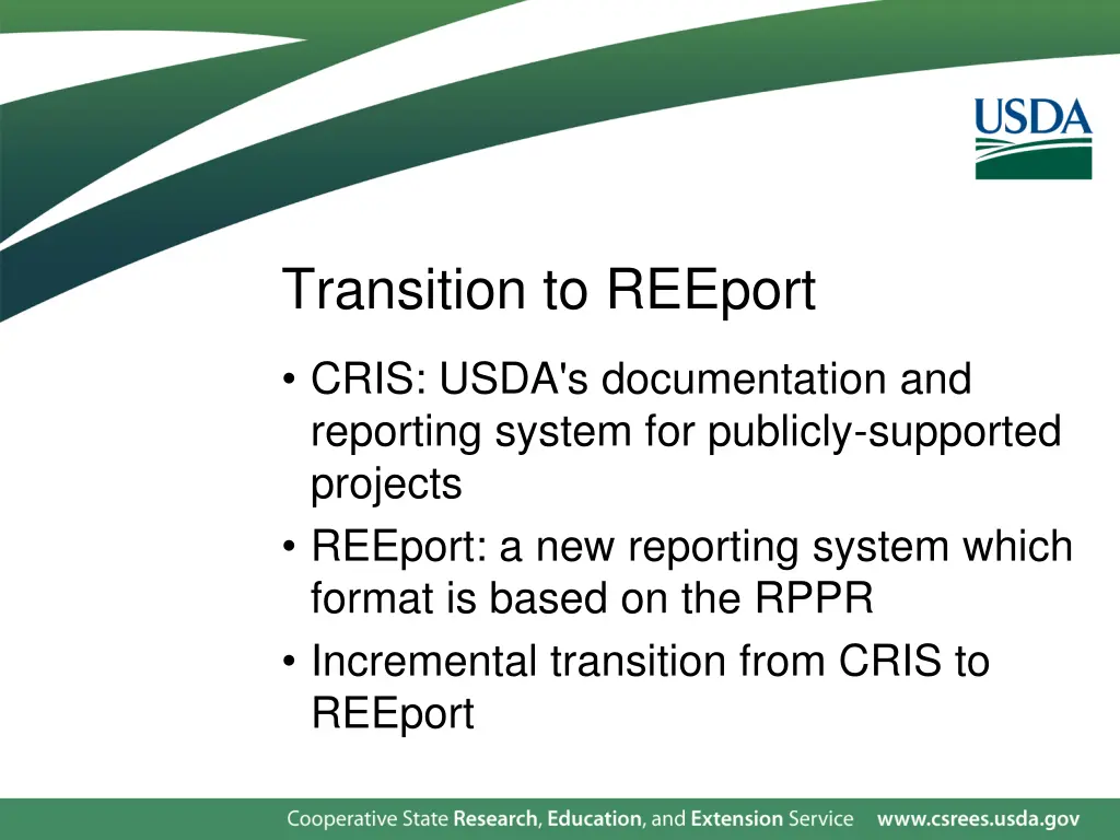 transition to reeport