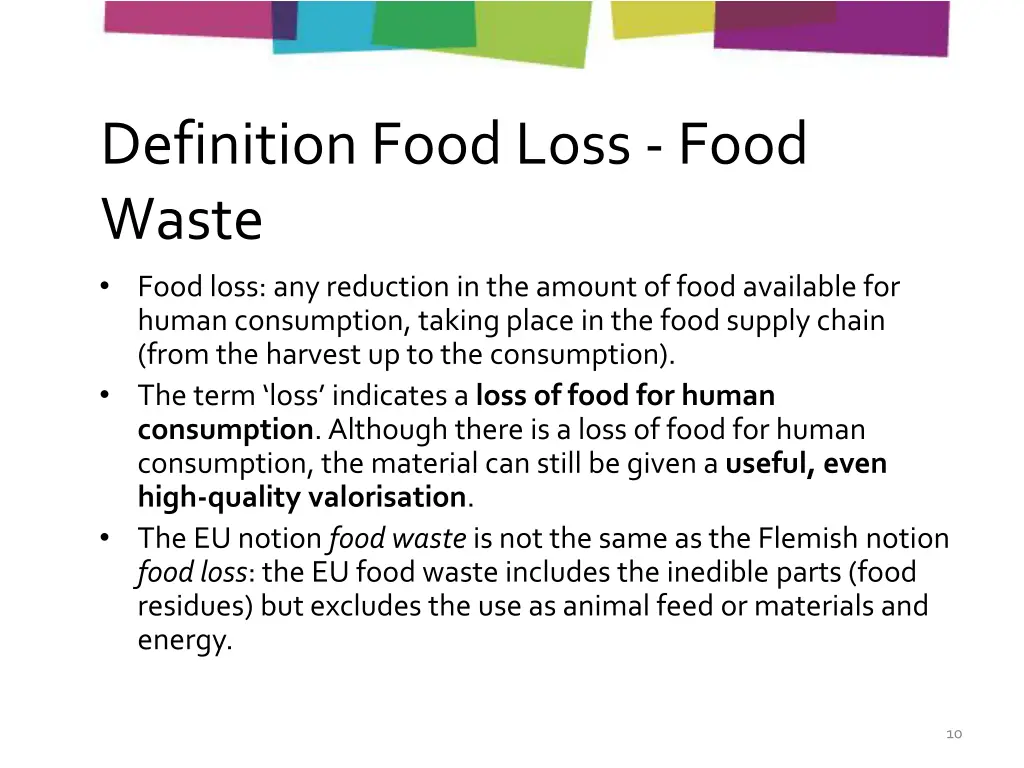 definition food loss food waste food loss