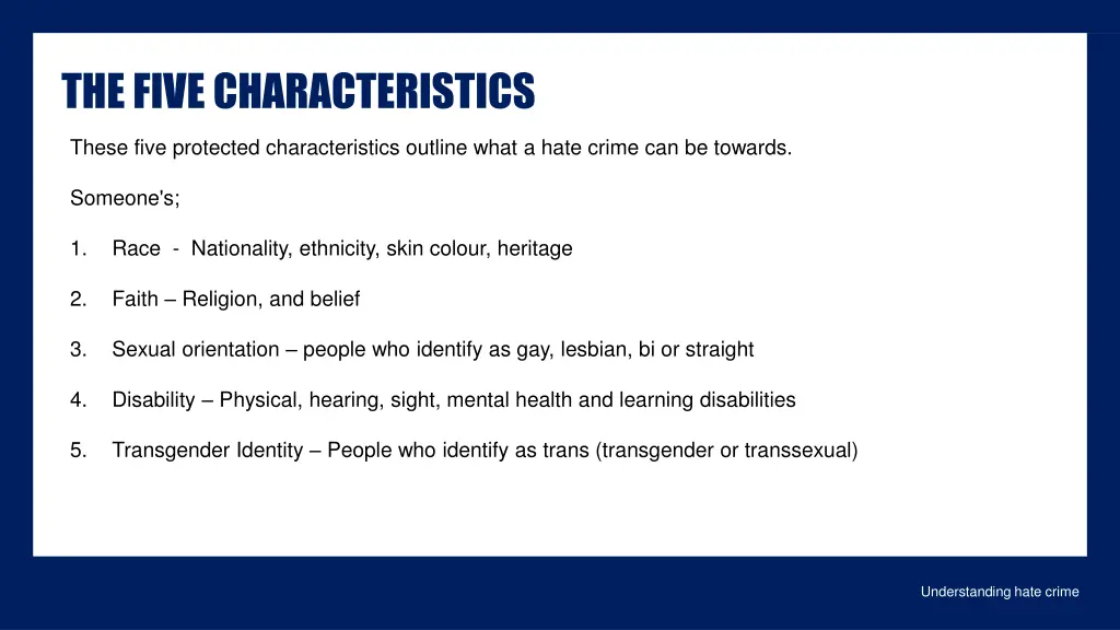 the five characteristics
