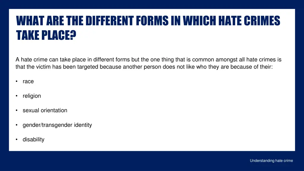 what are the different forms in which hate crimes