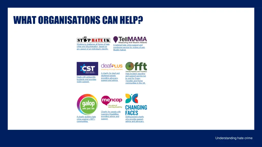 what organisations can help