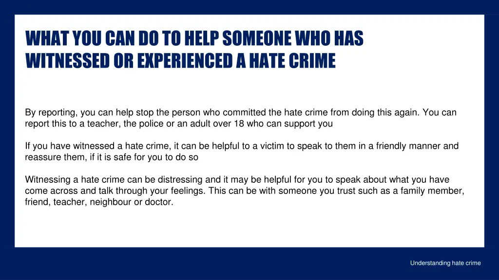 what you can do to help someone who has witnessed