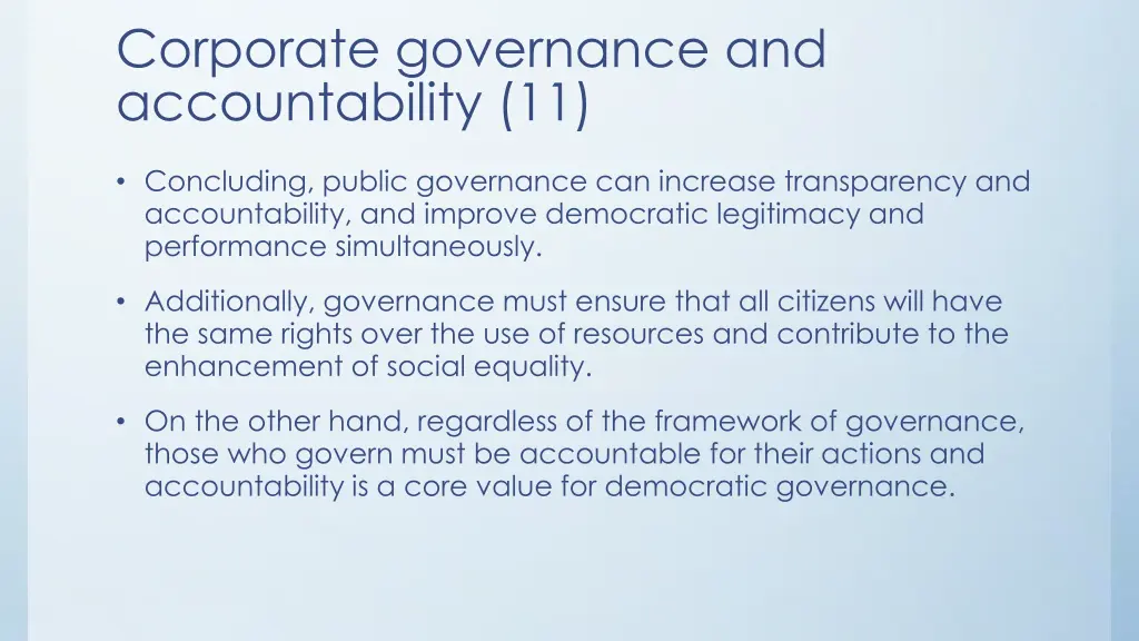 corporate governance and accountability 11