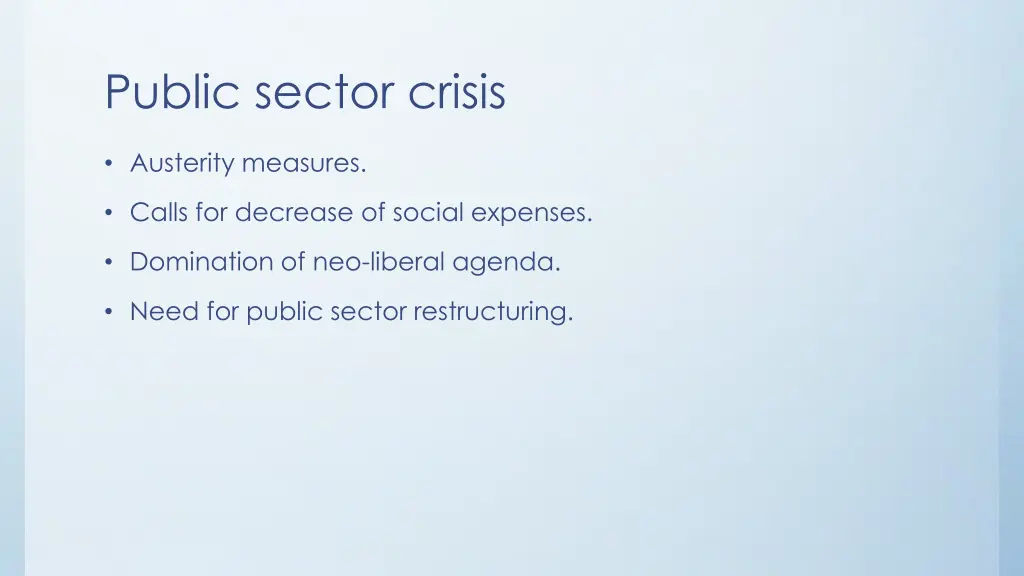 public sector crisis