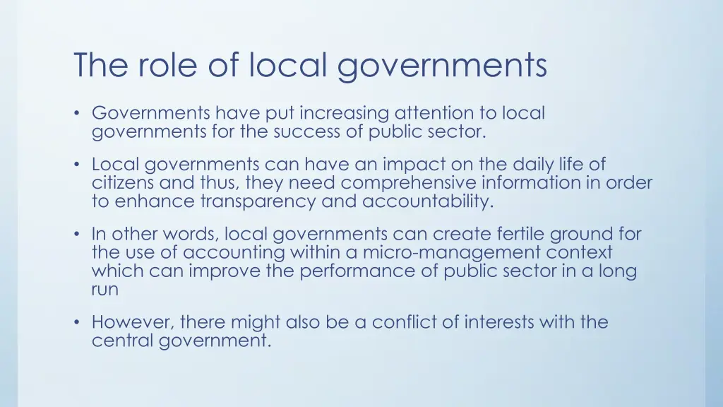 the role of local governments