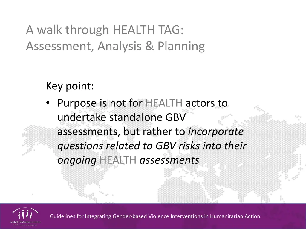 a walk through health tag assessment analysis