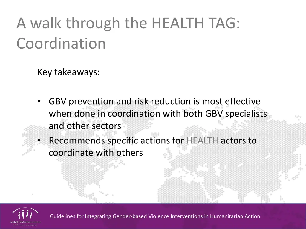 a walk through the health tag coordination