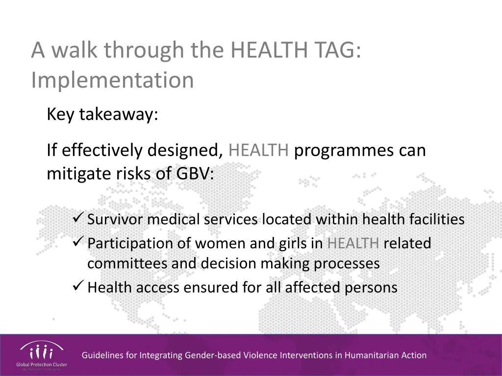 a walk through the health tag implementation