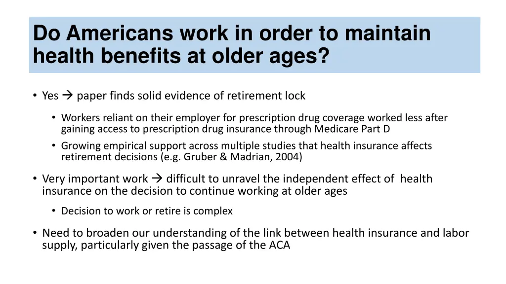 do americans work in order to maintain health
