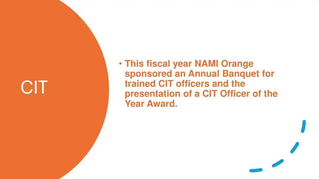this fiscal year nami orange sponsored an annual