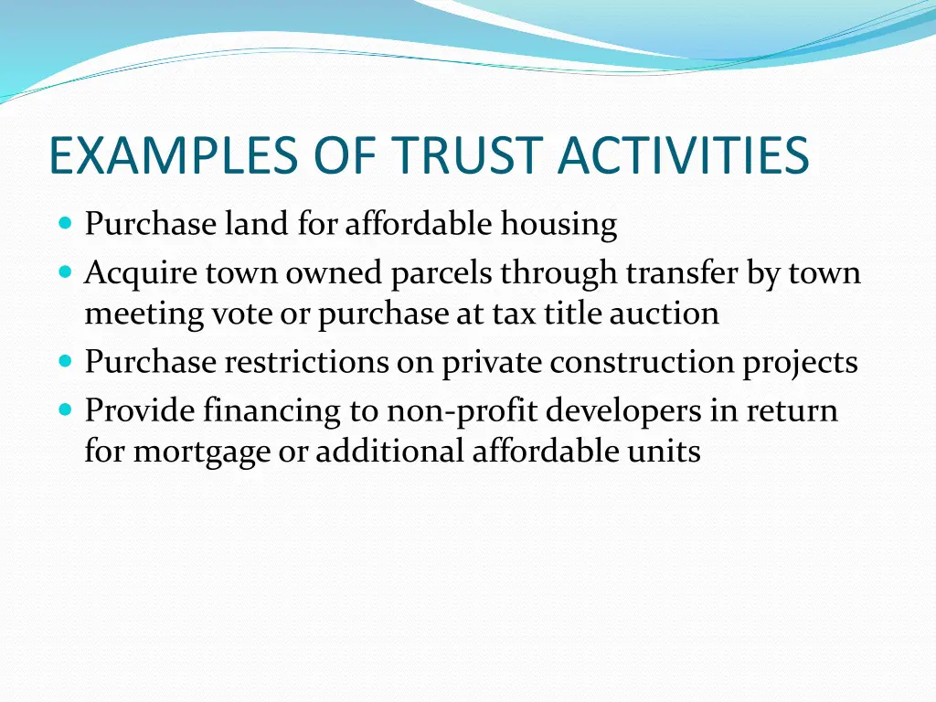 examples of trust activities