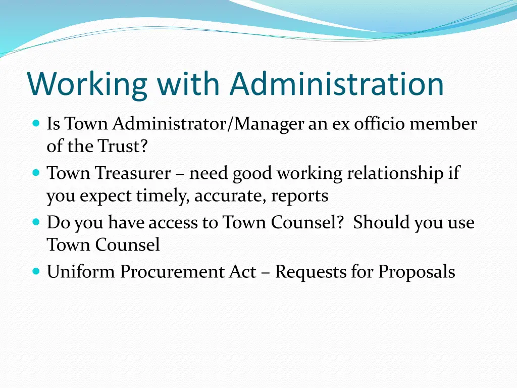 working with administration