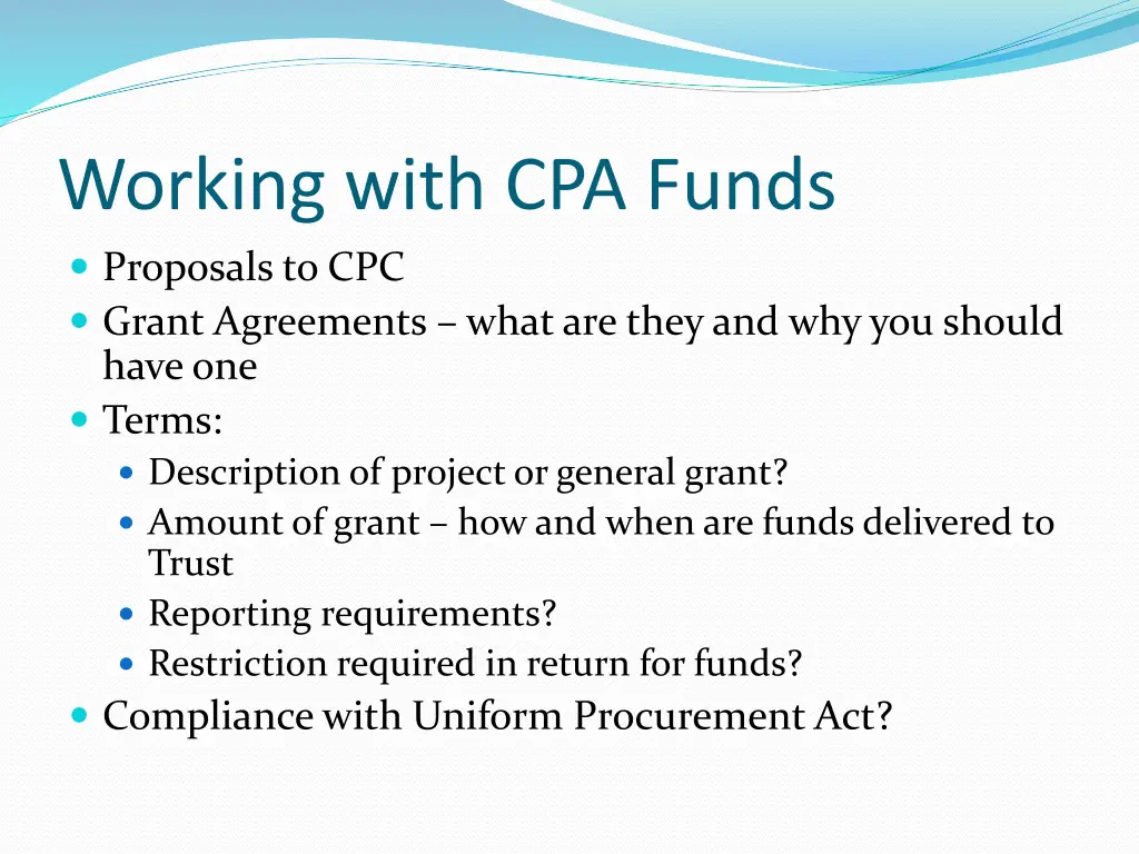 working with cpa funds proposals to cpc grant