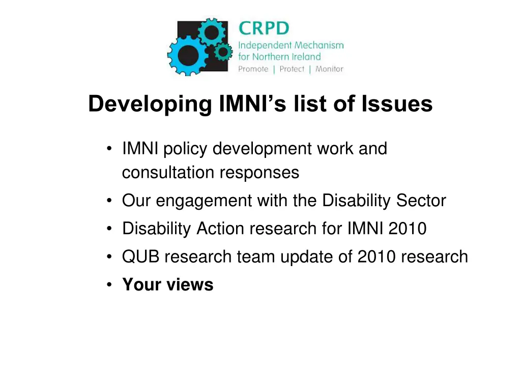 developing imni s list of issues