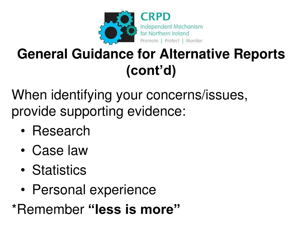 general guidance for alternative reports cont d 1