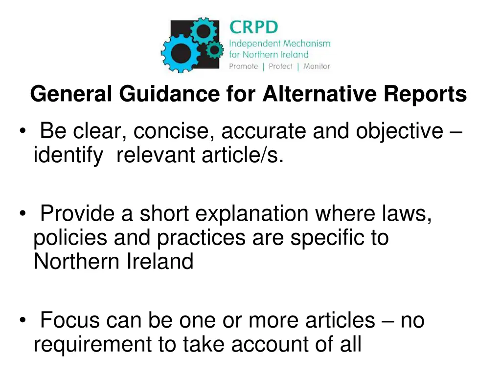 general guidance for alternative reports