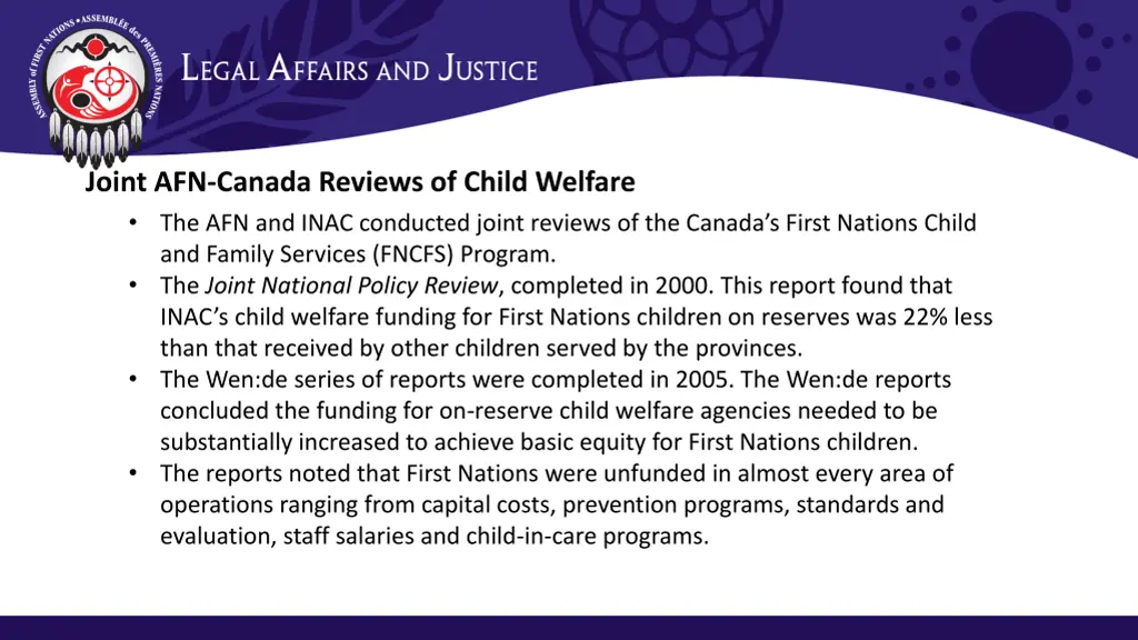joint afn canada reviews of child welfare
