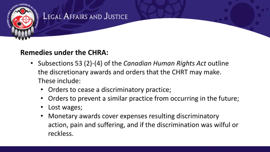 remedies under the chra subsections