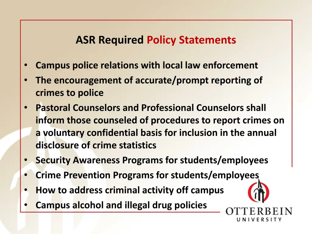 asr required policy statements
