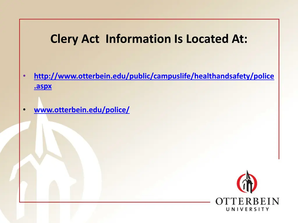 clery act information is located at
