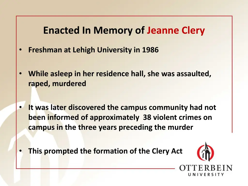enacted in memory of jeanne clery