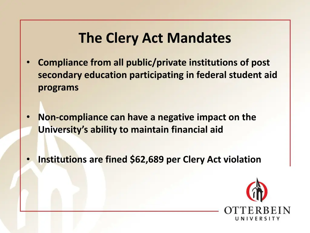 the clery act mandates