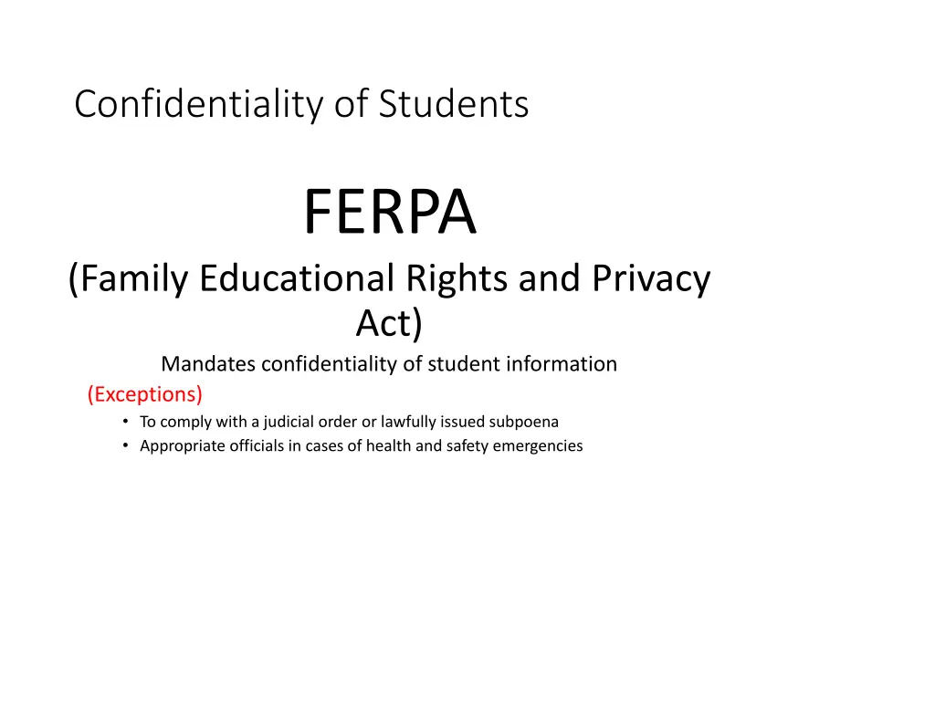 confidentiality of students