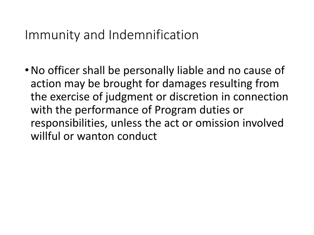 immunity and indemnification