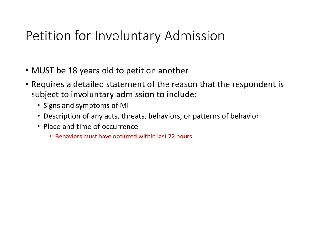 petition for involuntary admission