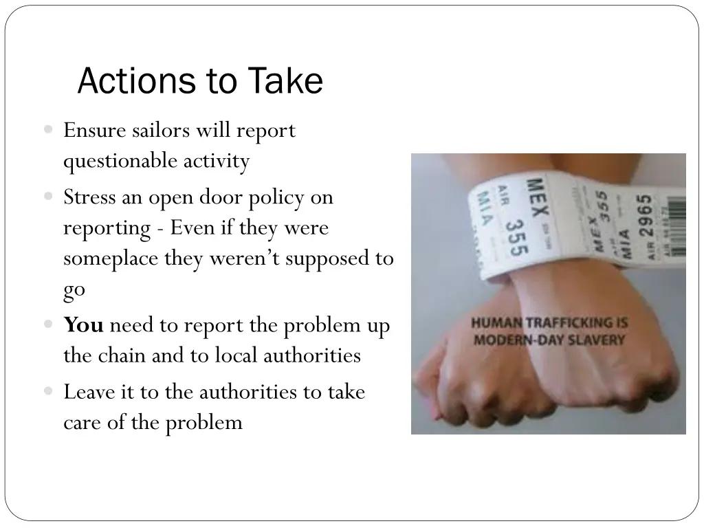 actions to take