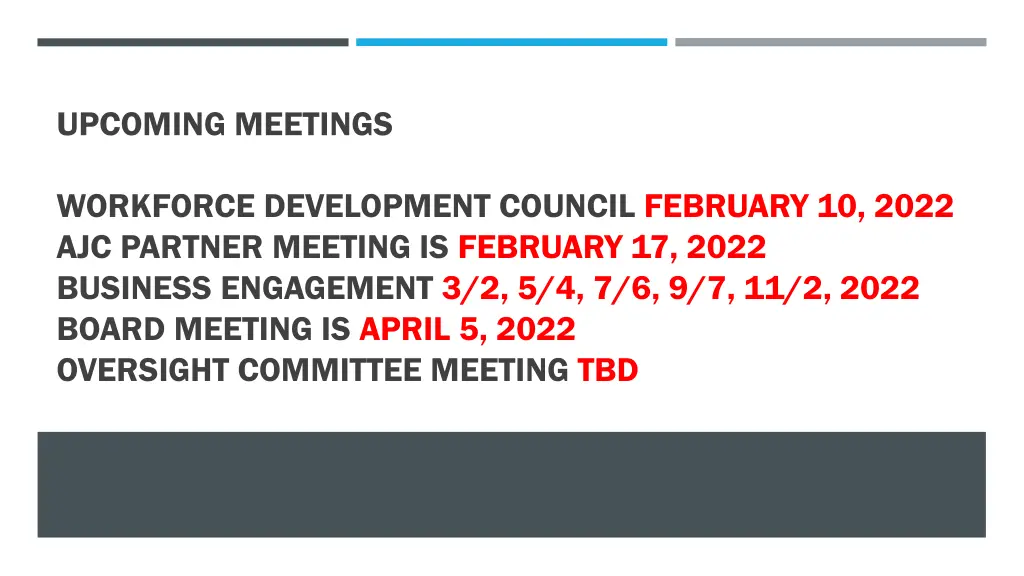 upcoming meetings