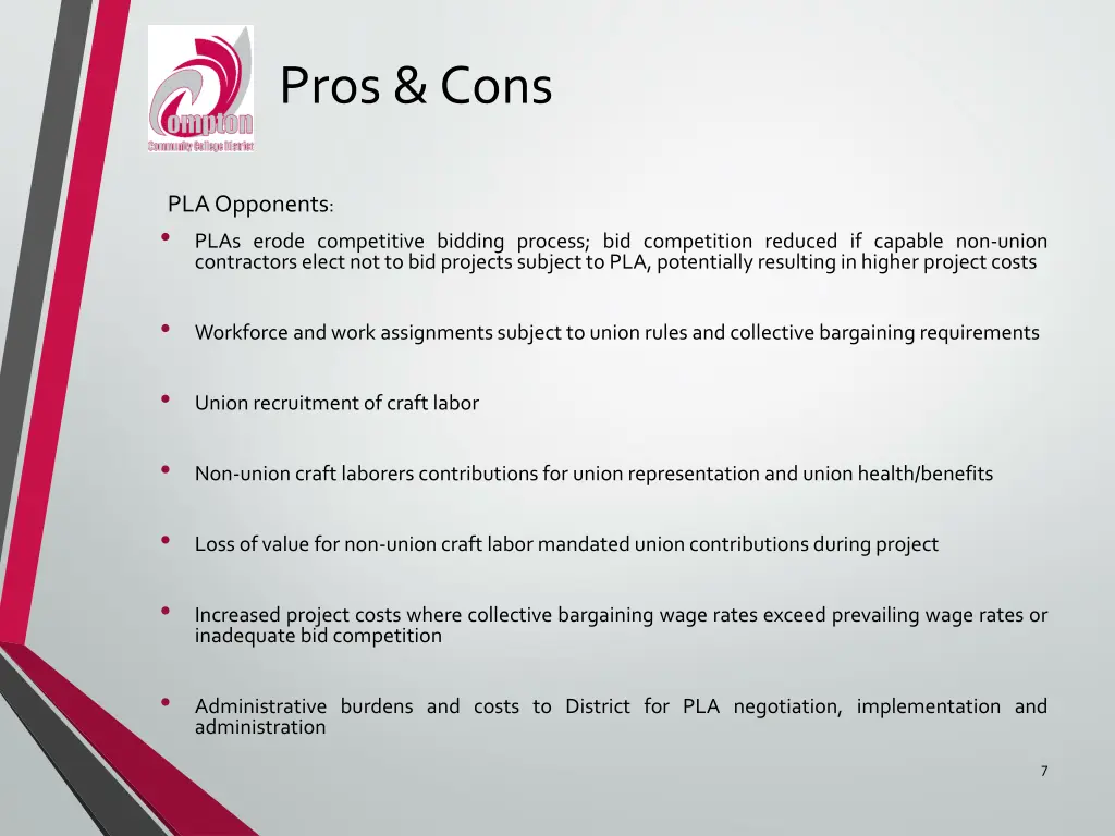 pros cons