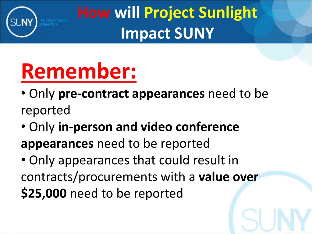 how will project sunlight impact suny