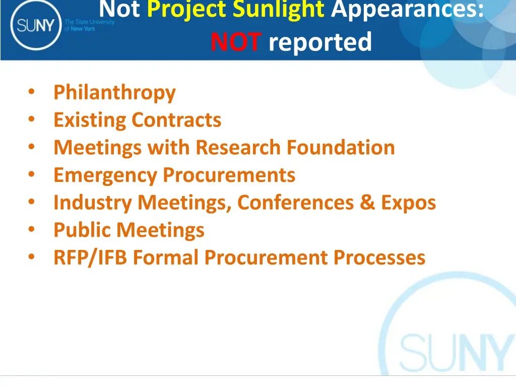 not project sunlight appearances not reported 1
