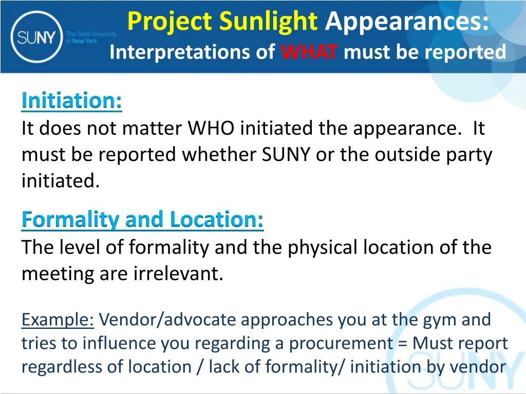 project sunlight appearances interpretations