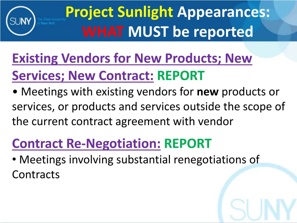 project sunlight appearances what must be reported 2