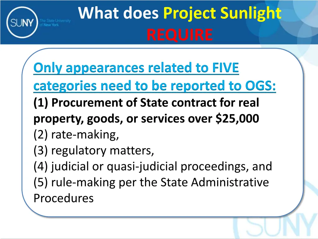 what does project sunlight require 1