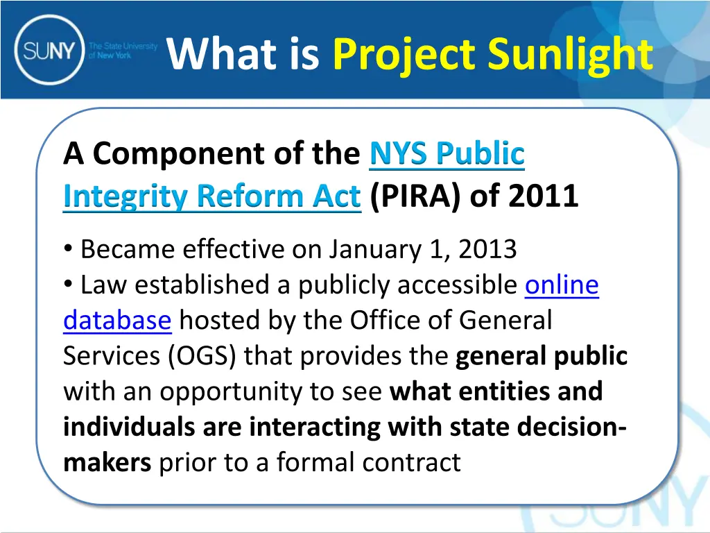 what is project sunlight