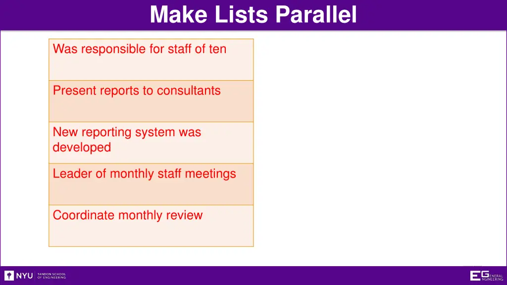 make lists parallel