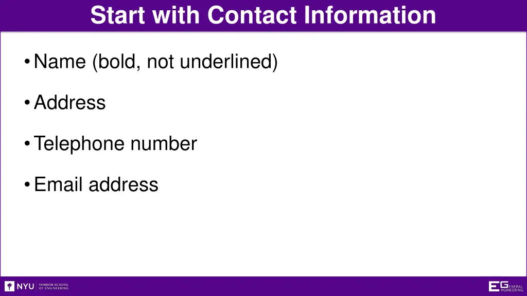 start with contact information