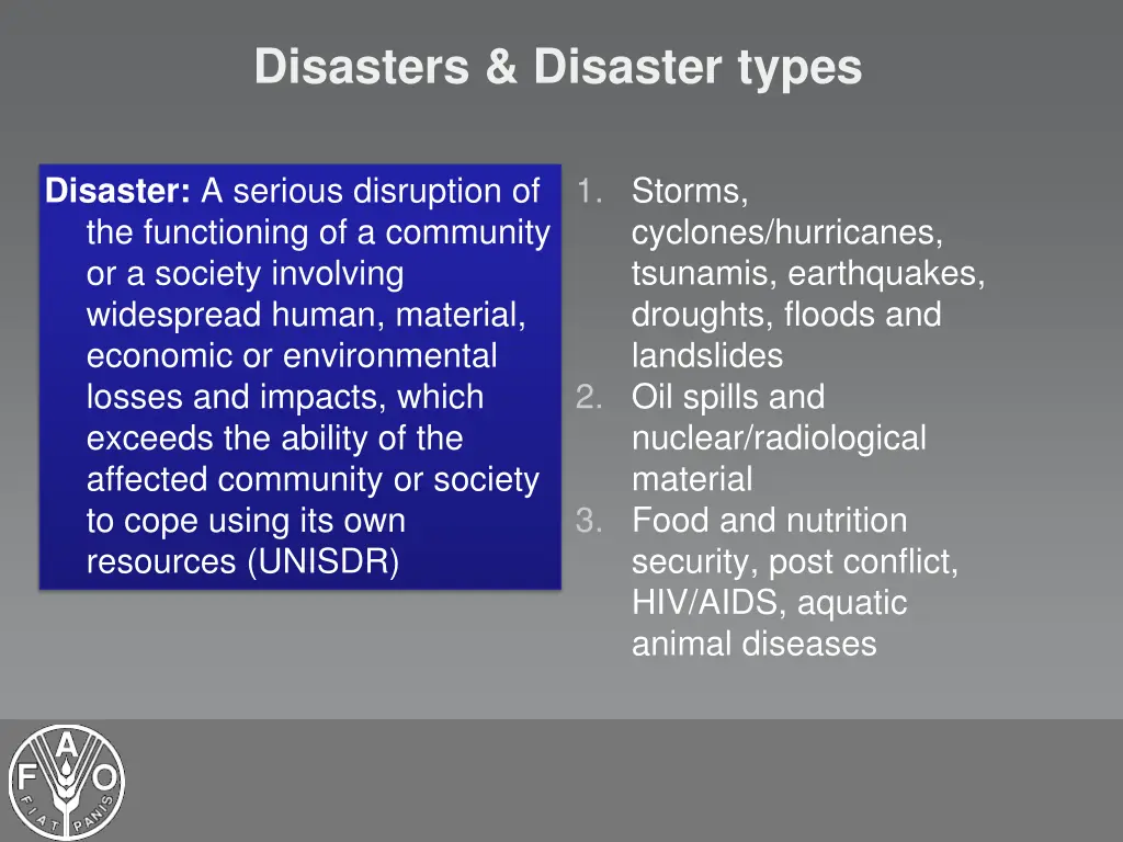 disasters disaster types